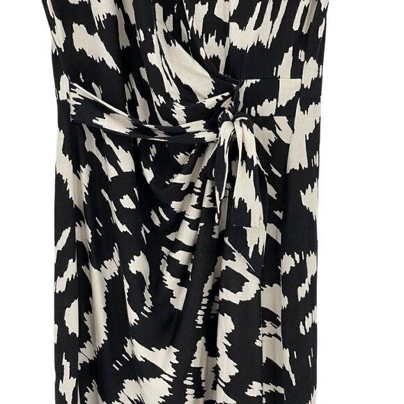 Diane Von Furstenberg Zoe 100% Silk Sheath Dress Flower Ikat Black Ivory Size 10 - Picture 6 of 14